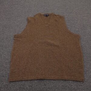 Garret Scott Vest Mens XL Brown 100% Lambswool‎ V Neck Knit Sweater Pullover